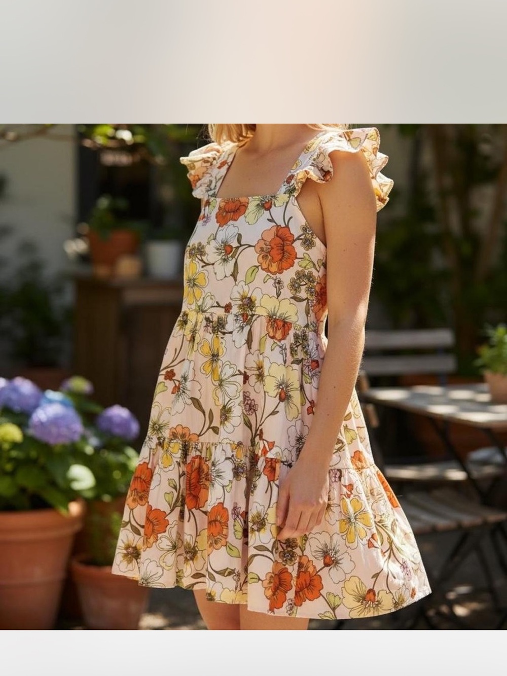 Lottie & Holly Band of Gypsies Floral Tiered Cut Out Back Summer Dress NWT Small